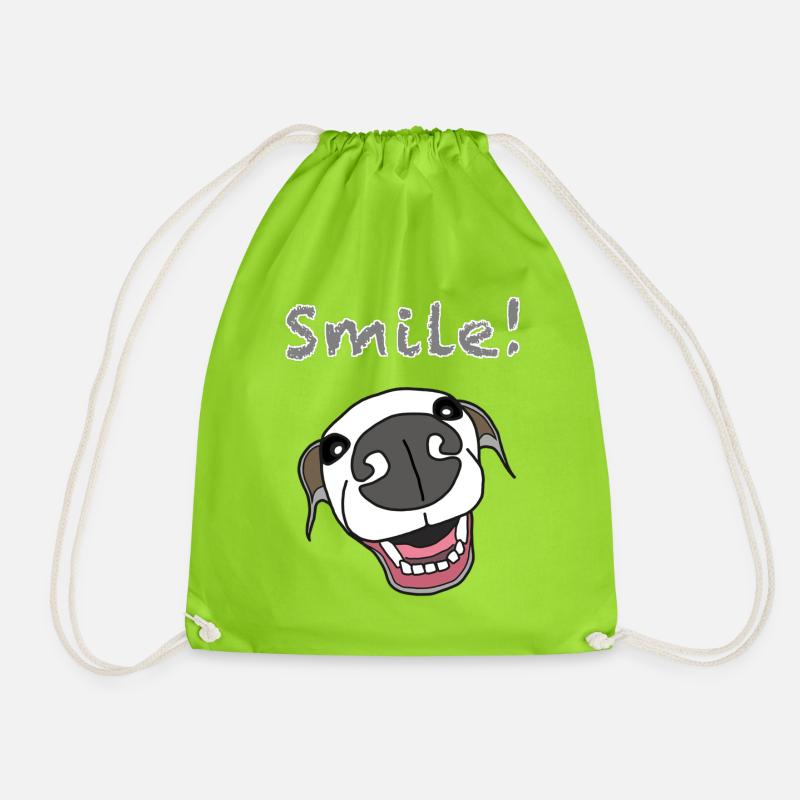 Pooch Smile Illustration, italienischer Windhund - Turnbeutel - Neongrün