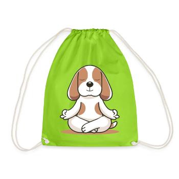 Meditierender Beagle – Ruhe & Achtsamkeit - Turnbeutel - Neongrün - Vorne