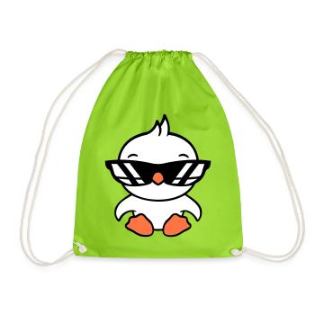 Bird Sunglasses Cool Black Glasses Coolness - Drawstring Bag - neon green - Front