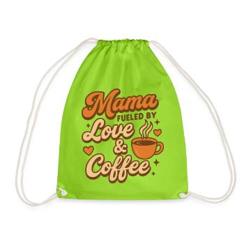 Mama – Fueled by Love & Coffee - Turnbeutel - Neongrün - Vorne