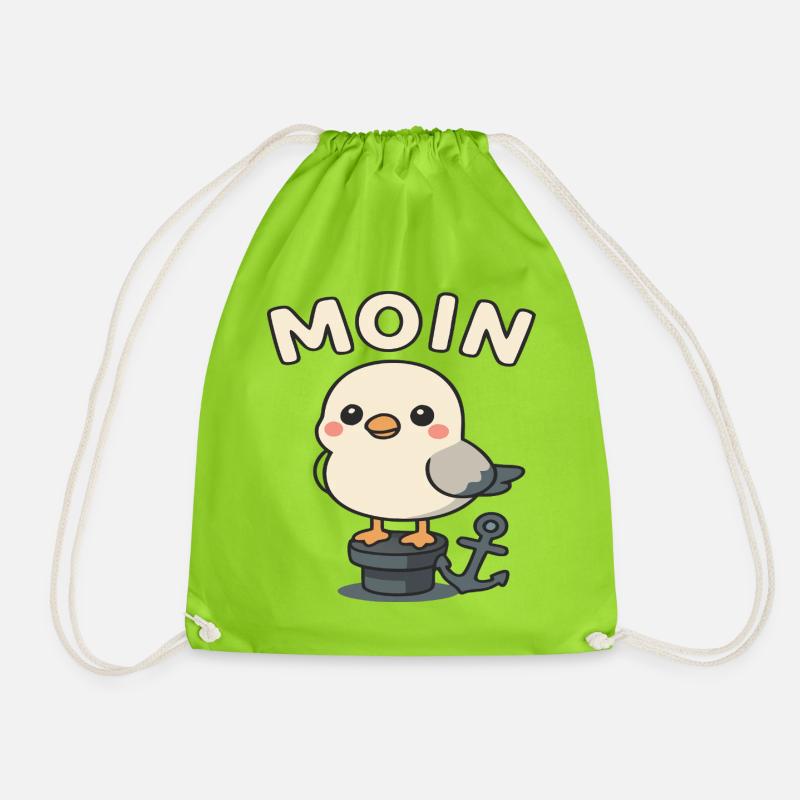 Moin - Möwedesign - Turnbeutel - Neongrün