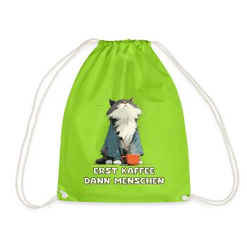 First coffee, then people - Drawstring Bag - neon green - Front