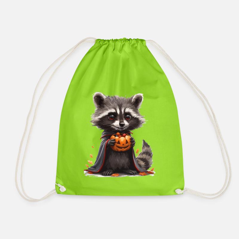 Waschbaer Halloween Pumpkin Joy - Drawstring Bag - neon green