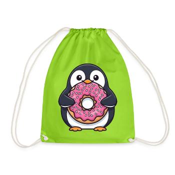 Mignon pingouin beignet dessert dessin animé sucre - Sac de sport léger - vert néon - Devant