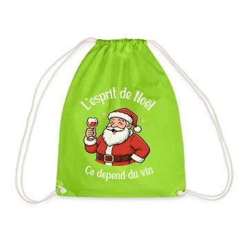 Weihnachten & Rotwein – Der spaßigste Weihnachtsmann - Turnbeutel - Neongrün - Vorne