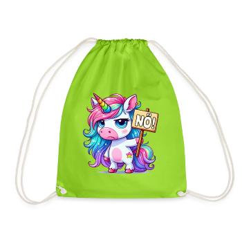 Rainbow Unicorn with No Sign - Drawstring Bag - neon green - Front