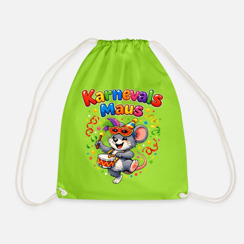 Karnevalsmaus Süßes Faschings-Motiv Geschenkidee - Turnbeutel - Neongrün