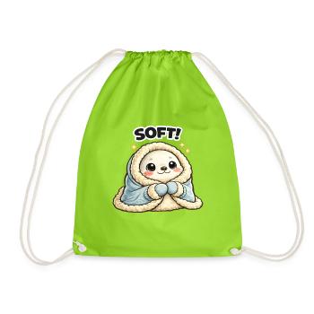 Cuddly mascot in winter coat - Drawstring Bag - neon green - Front