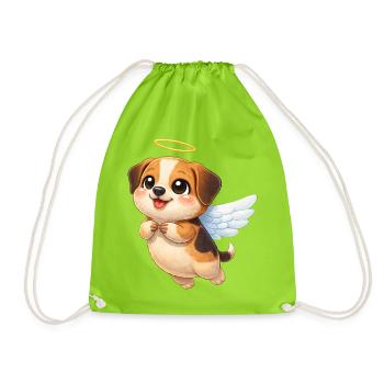 Süßer Beagle Engel mit Flügeln Cartoon Liebhaber - Turnbeutel - Neongrün - Vorne