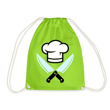 Chef's Hat Knife Logo - Drawstring Bag - neon green - Front
