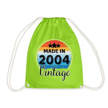 Made in 2004 Vintage Anniversary - Drawstring Bag - neon green - Front