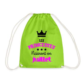 Princesse née en Juillet Joli Cadeau Naissance - Sac de sport léger - vert néon - Devant