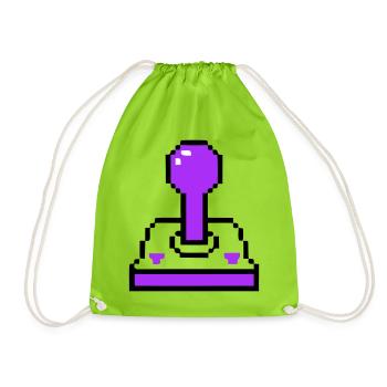 Arcade Joystick Retro Konsole - Turnbeutel - Neongrün - Vorne