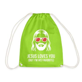 Jesus liebt dich Ich bin sein Lieblingsshirt - Turnbeutel - Neongrün - Vorne