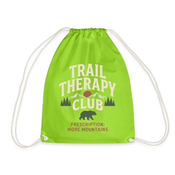 Mountains - Trail Therapy Club - Drawstring Bag - neon green - Front
