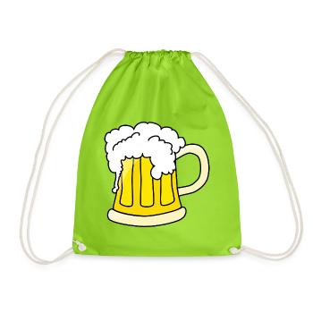 Bierkrug mit Schaum Illustration - Turnbeutel - Neongrün - Vorne