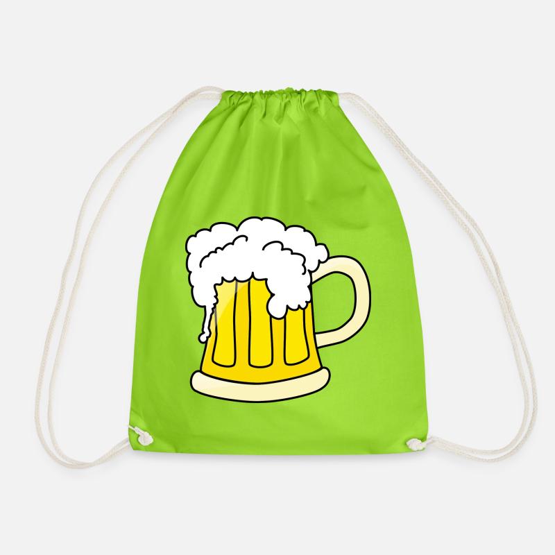 Bierkrug mit Schaum Illustration - Turnbeutel - Neongrün