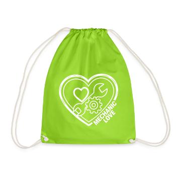 Heart of the Mechanic Love Screws Gift Car - Drawstring Bag - neon green - Front