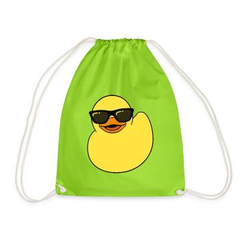 Quietscheente, Gummiente, a Rubber Duck, Enten - Turnbeutel - Neongrün - Vorne