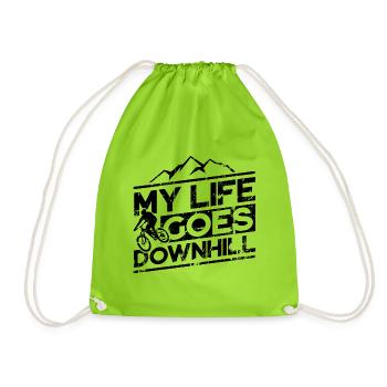 Downhill Mountain Bike Bicycle MTB - Drawstring Bag - neon green - Front
