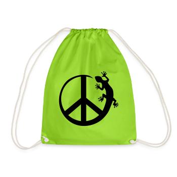 Symbol - Loving Peace Gecko solo - Turnbeutel - Neongrün - Vorne