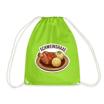 Schweinshaxe Plate Sticker Optik  - Turnbeutel - Neongrün - Vorne