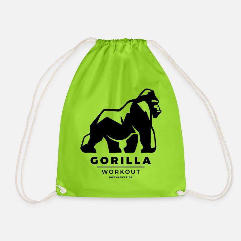 Gorilla Workout by Bodymovez - Drawstring Bag - neon green
