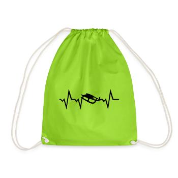 Sledge, Sled & Heartbeat - Drawstring Bag - neon green - Front
