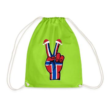 Norwegen Flagge Weihnachten Peace Symbol - Turnbeutel - Neongrün - Vorne