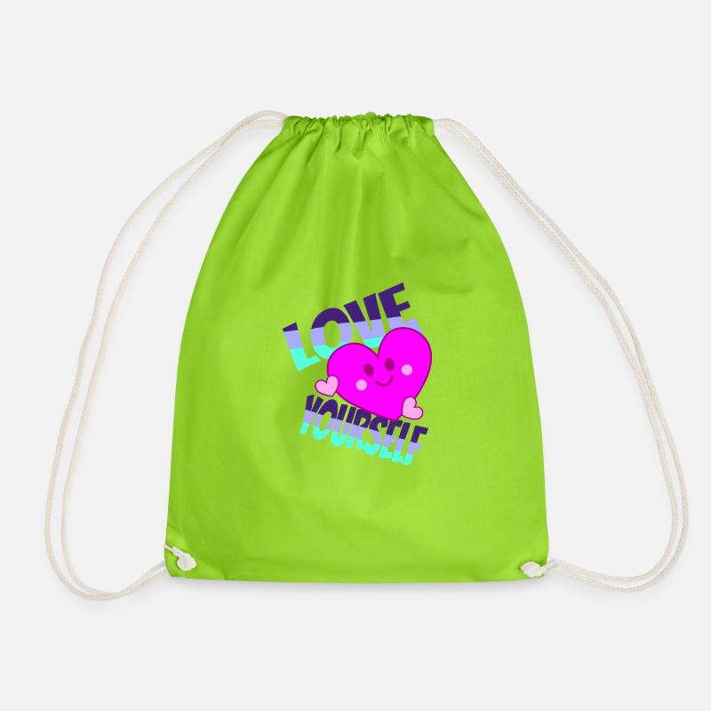 Love yourself 2 - Drawstring Bag - neon green