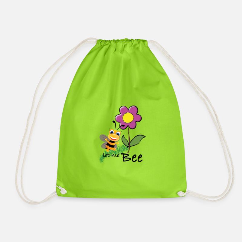 Bee on flower - Drawstring Bag - neon green