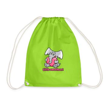 Süßer Elefant Charlie mit Herz - Turnbeutel - Neongrün - Vorne