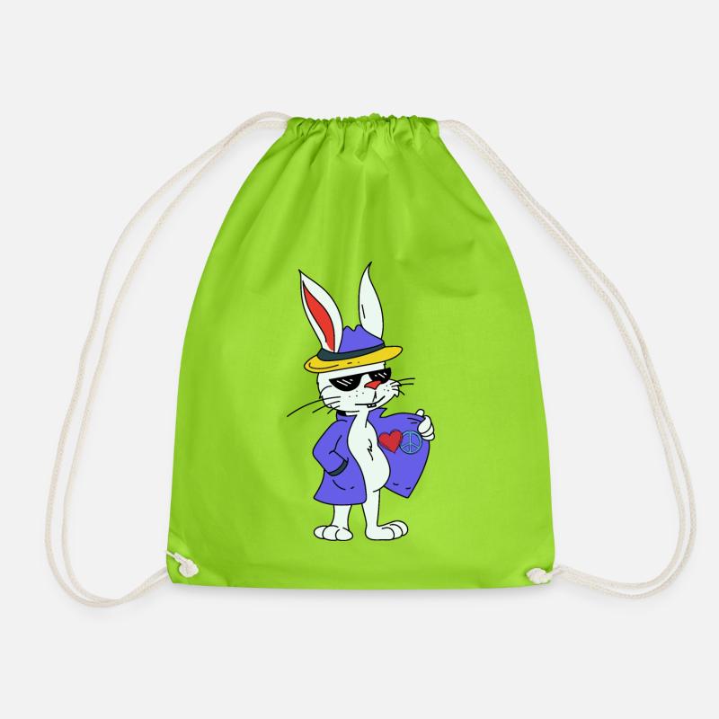 Hase Hasen Peace Herz Peacesymbol Abrüstung - Turnbeutel - Neongrün