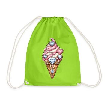Diamantglitzer Eiscreme - Turnbeutel - Neongrün - Vorne