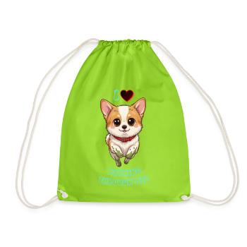 Mud Splash Corgi Joy Süßes Hundedesign - Turnbeutel - Neongrün - Vorne