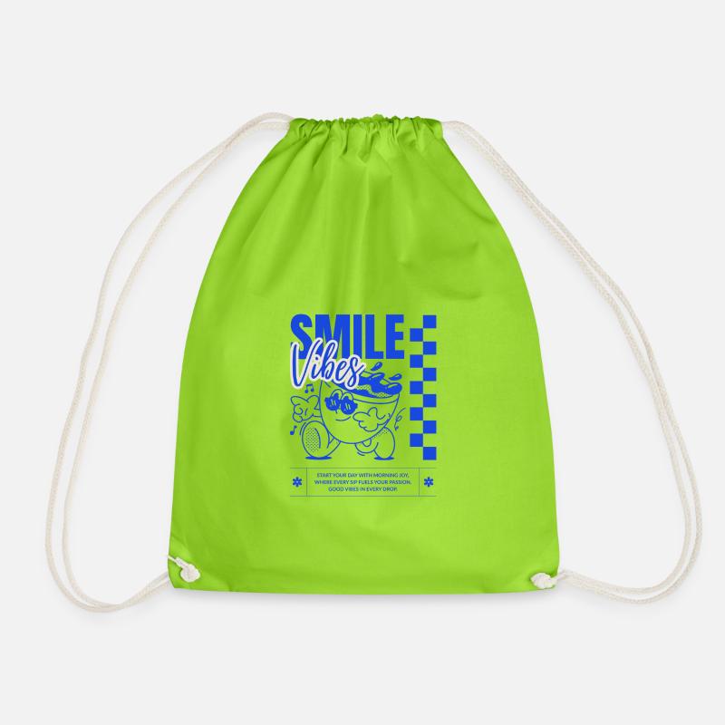 Lebendige Smile Vibes Illustration - Turnbeutel - Neongrün