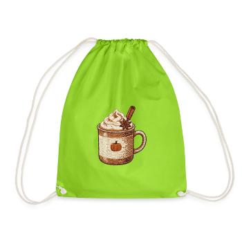 Pumpkin Spice Latte im bestickten Look (bedruckt) - Turnbeutel - Neongrün - Vorne