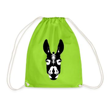 Âne / Tête - Sac de sport léger - vert néon - Devant