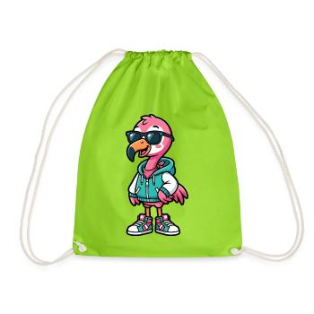 Cool Flamingo - Drawstring Bag - neon green - Front