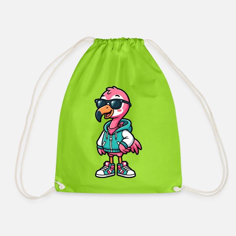 Cooler Flamingo - Turnbeutel - Neongrün
