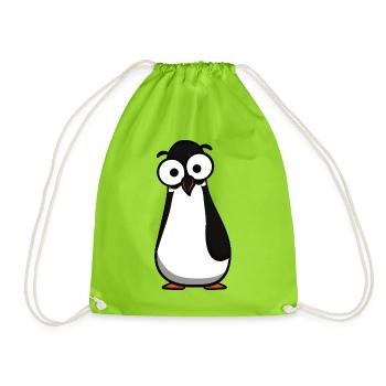 Pinguin mit Kulleraugen Cartoon - Turnbeutel - Neongrün - Vorne