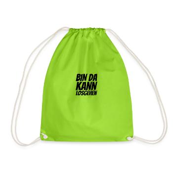 Bin da - kann losgehen - Turnbeutel - Neongrün - Vorne