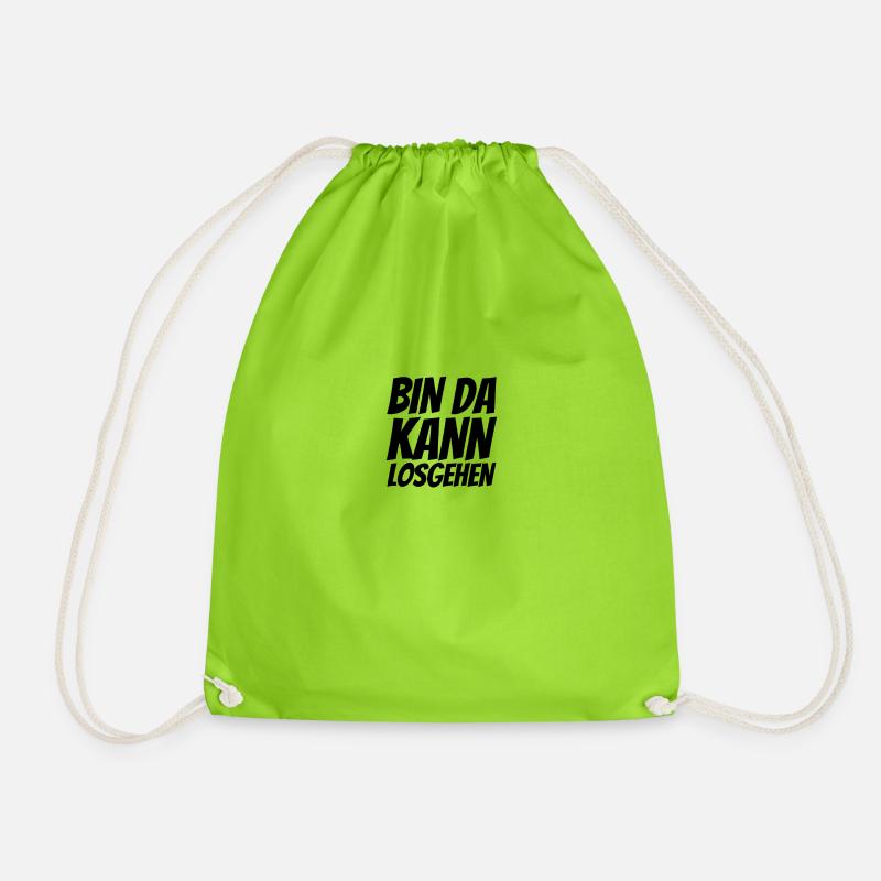 Bin da - kann losgehen - Turnbeutel - Neongrün