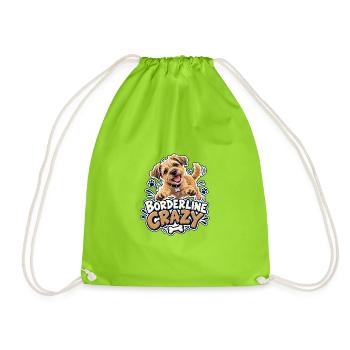 Borderline Crazy – Border Terrier - Turnbeutel - Neongrün - Vorne