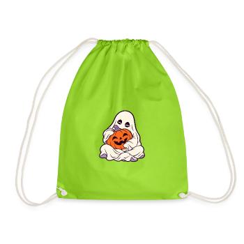 Kuschelige Geisterkürbis Halloween - Turnbeutel - Neongrün - Vorne
