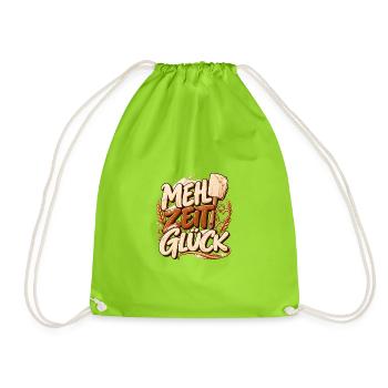 Backliebe Mehlzeit Glück Geschenk für Backen - Turnbeutel - Neongrün - Vorne
