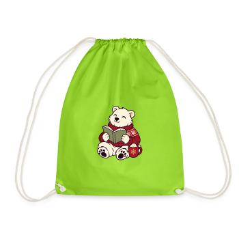 Winterleser Bärchen im Pullover - Turnbeutel - Neongrün - Vorne
