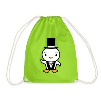 Bird Husband Top Hat Suit Wedding Rich - Drawstring Bag - neon green - Front