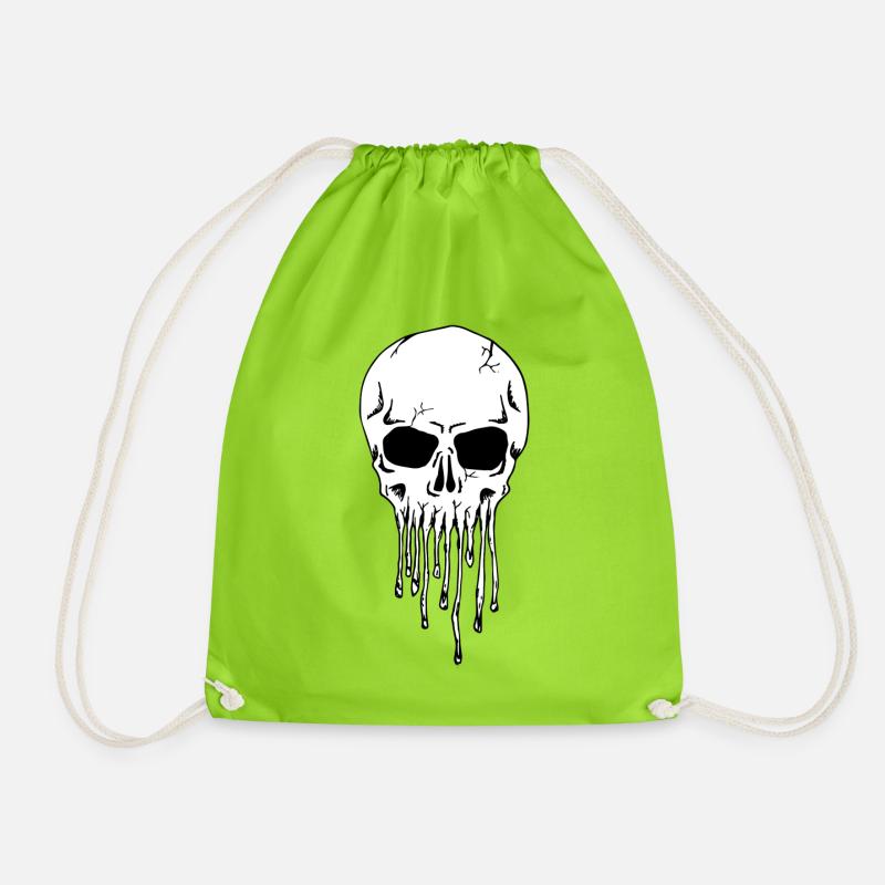 Dripping Skull - Drawstring Bag - neon green