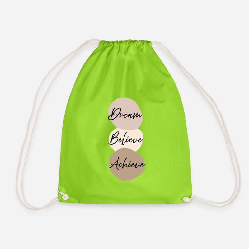 Dream Believe Achieve Boho Aesthetic Minimal Tee - Turnbeutel - Neongrün